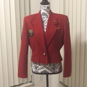 Military Inspired Red Wool Blazer